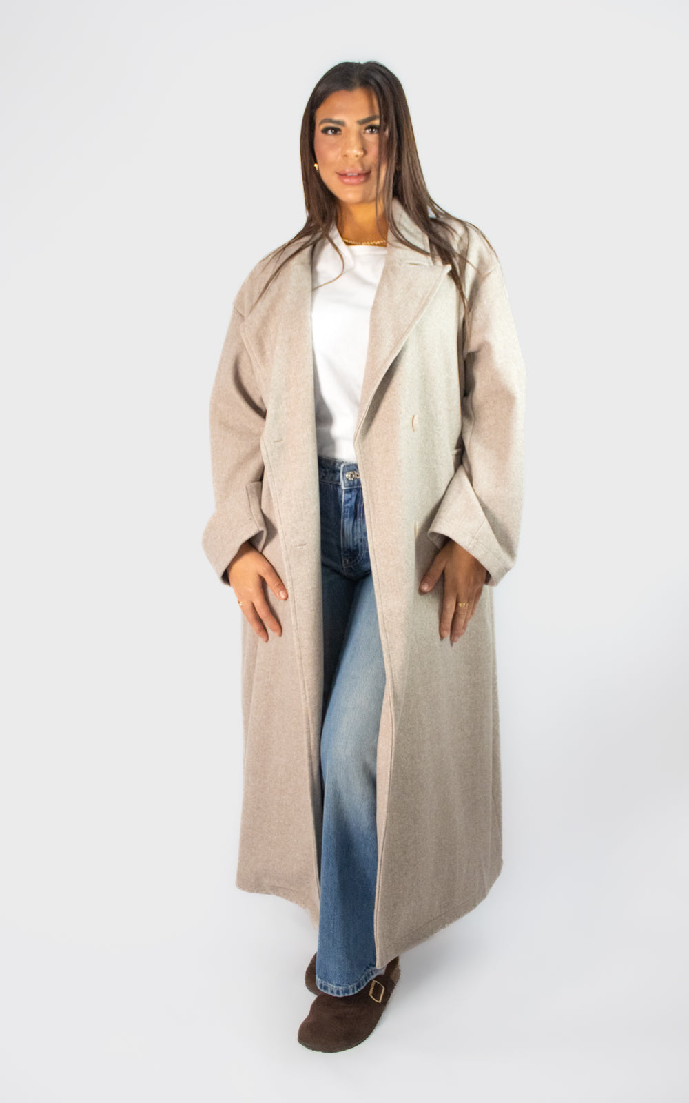 Manteau long à double boutonnage