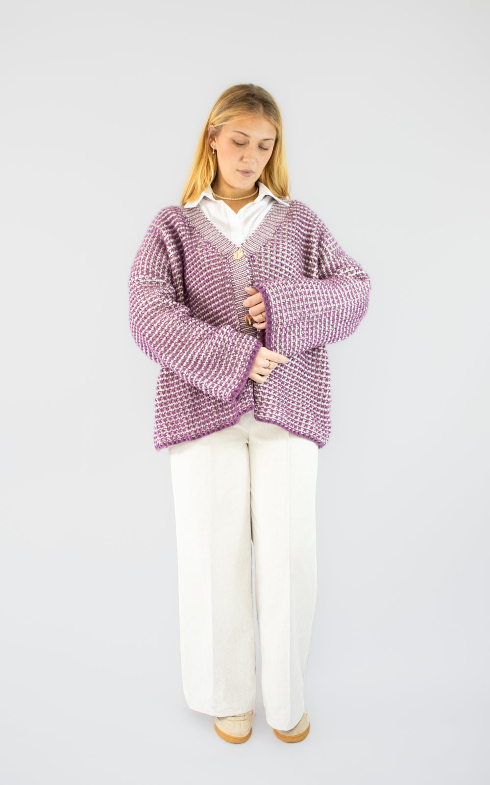 Gilet lilas oversize