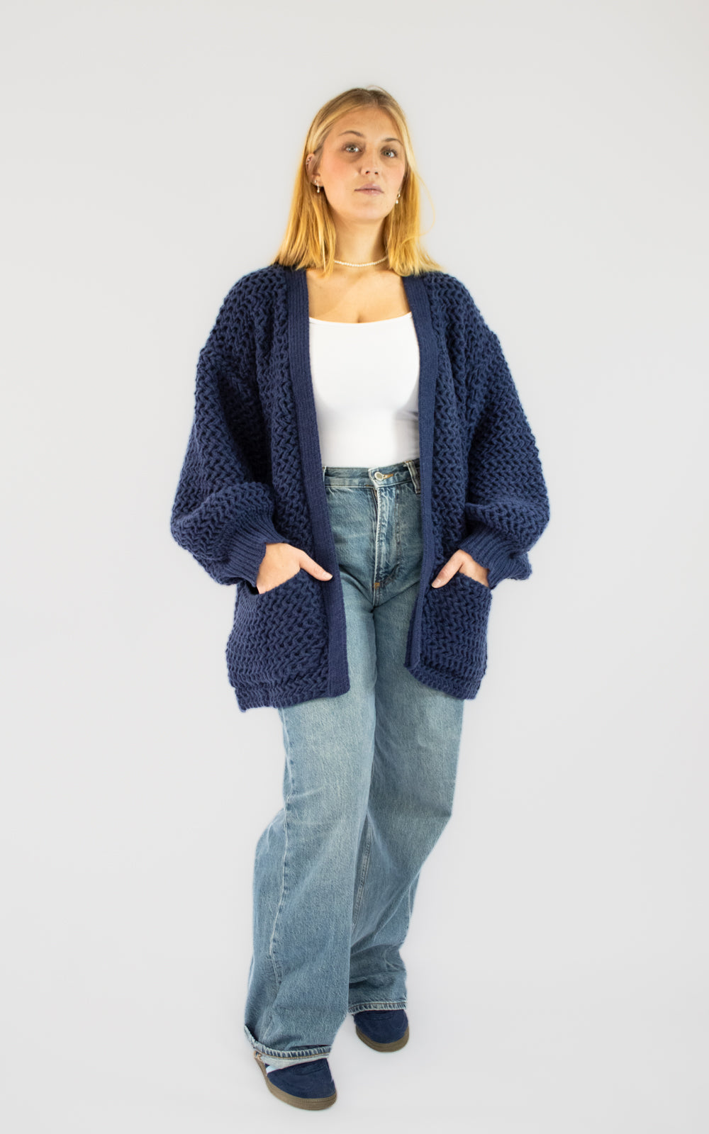 Gilet bleu oversize