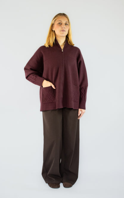 Haut zippé bordeaux