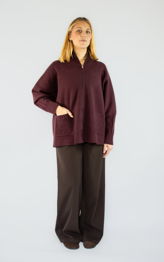 Haut zippé bordeaux