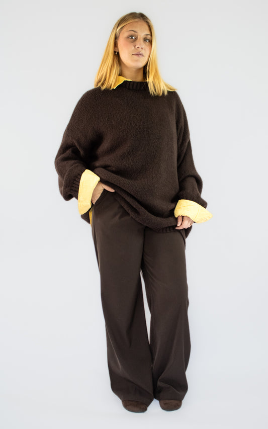 Pull marron oversize
