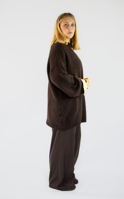 Pull marron oversize
