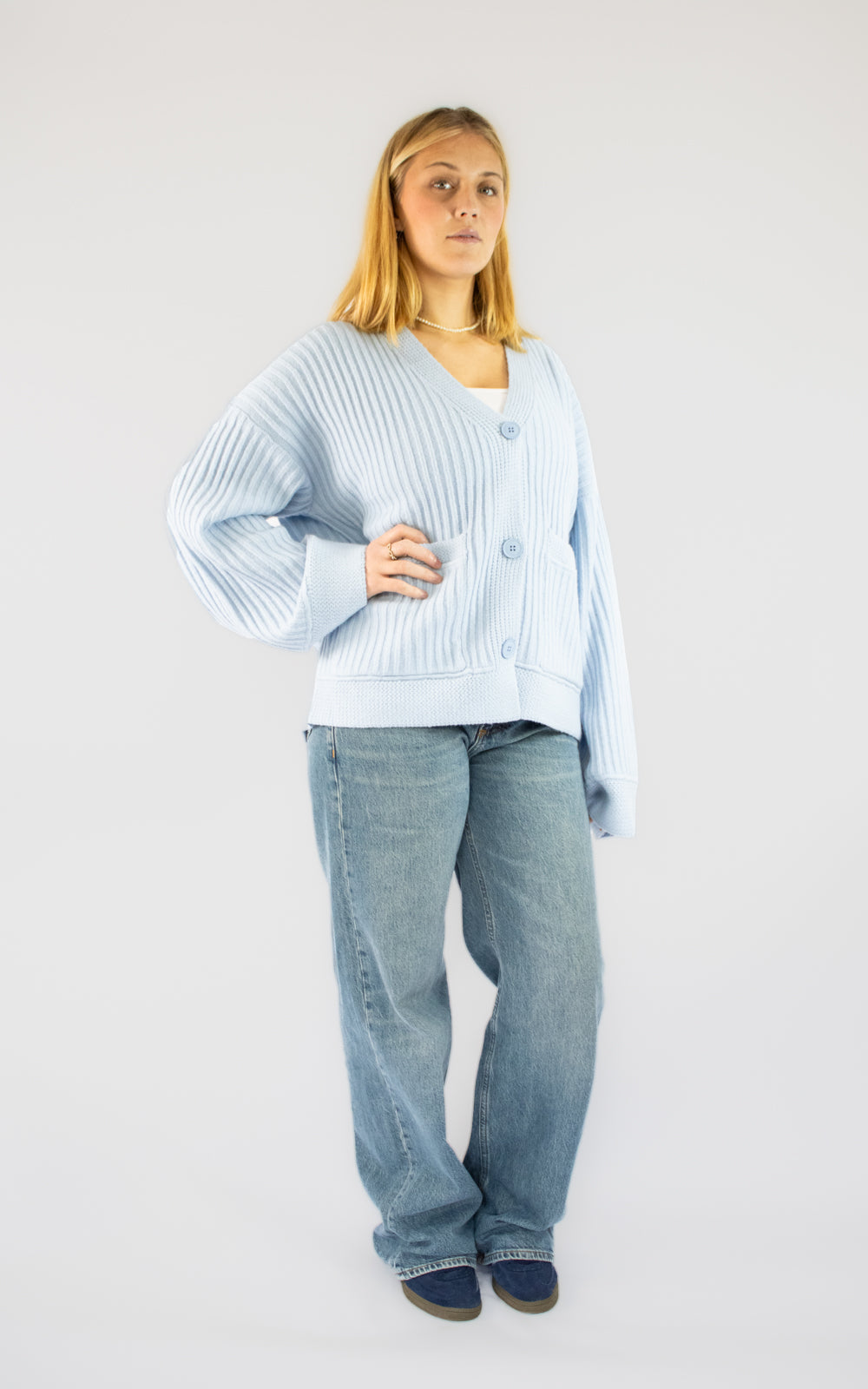 Gilet bleu ciel oversize