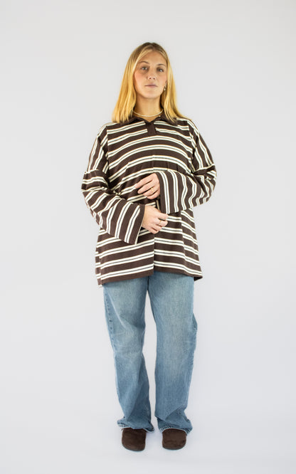 Haut rayé marron