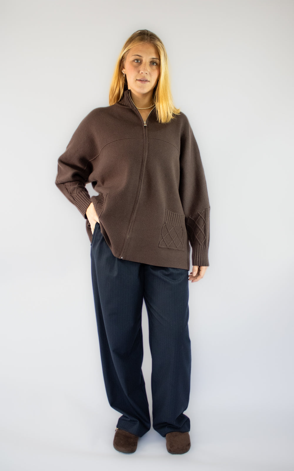 Haut zippé marron