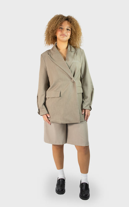 Blazer long à bouton unique