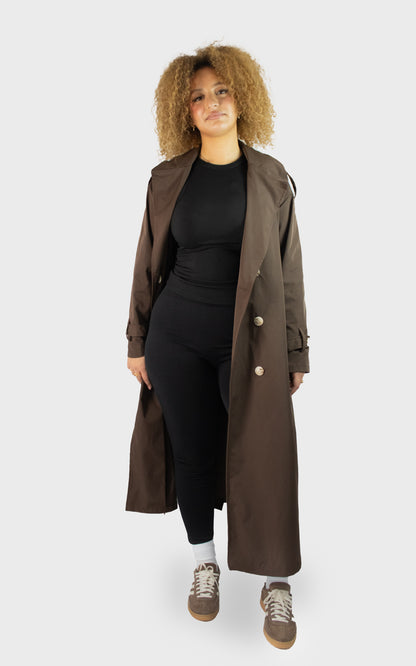 Trench long à double boutonnage