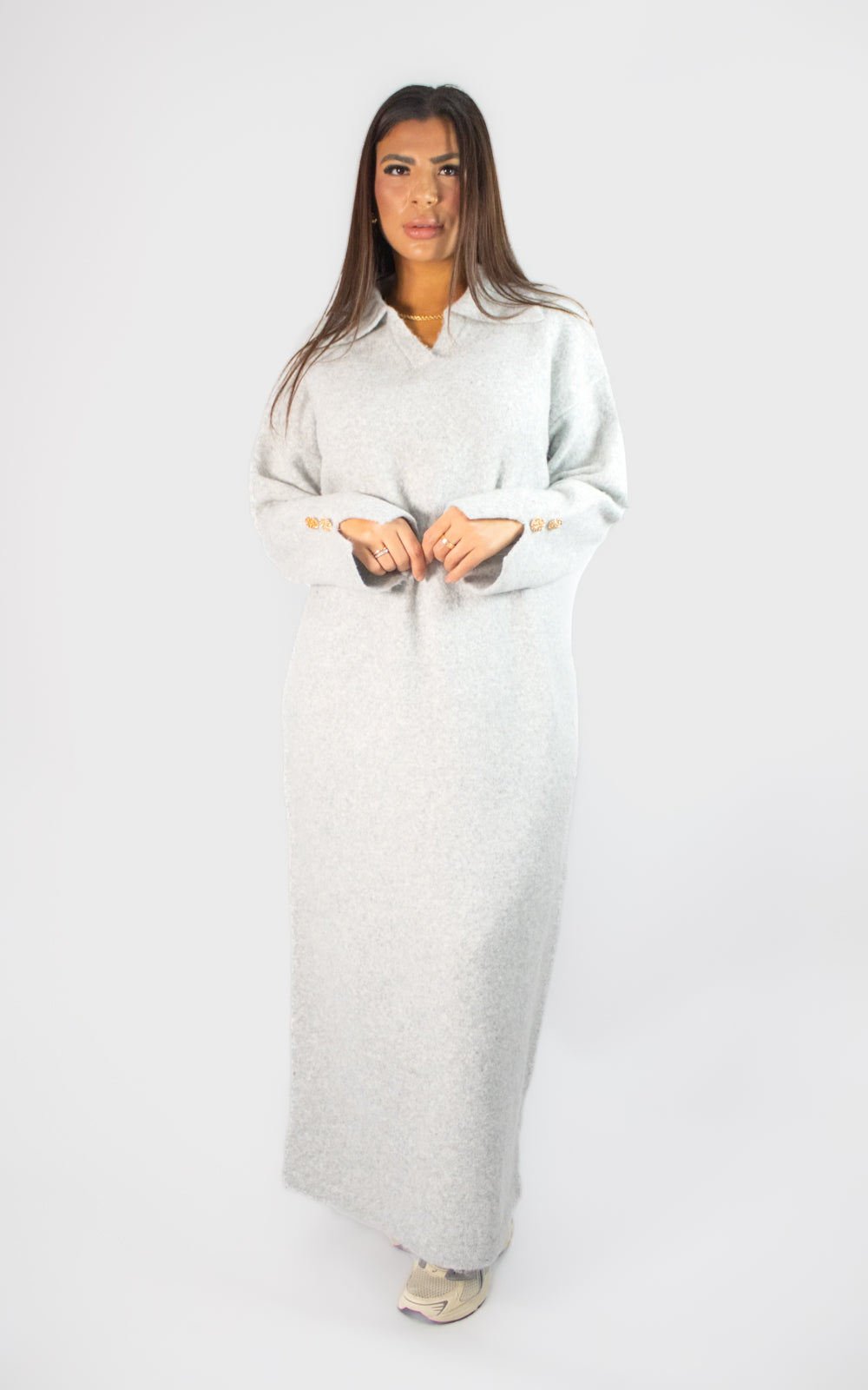 Robe longue à col chemise