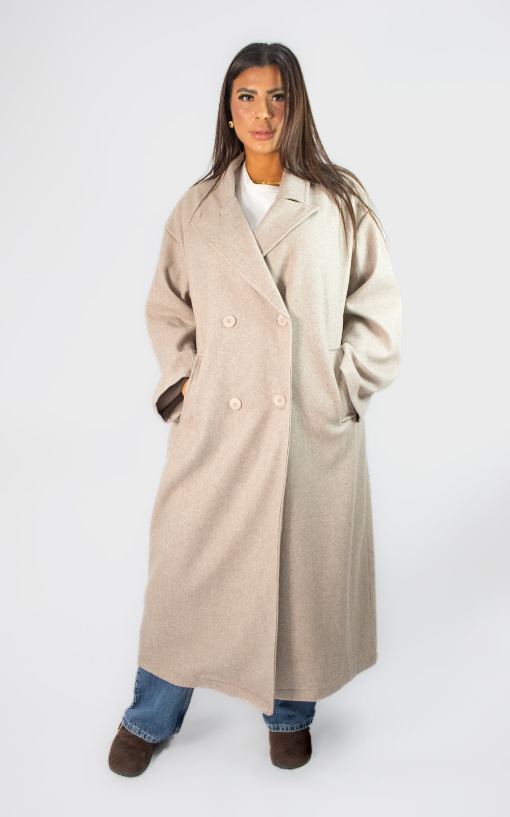 Manteau long à double boutonnage