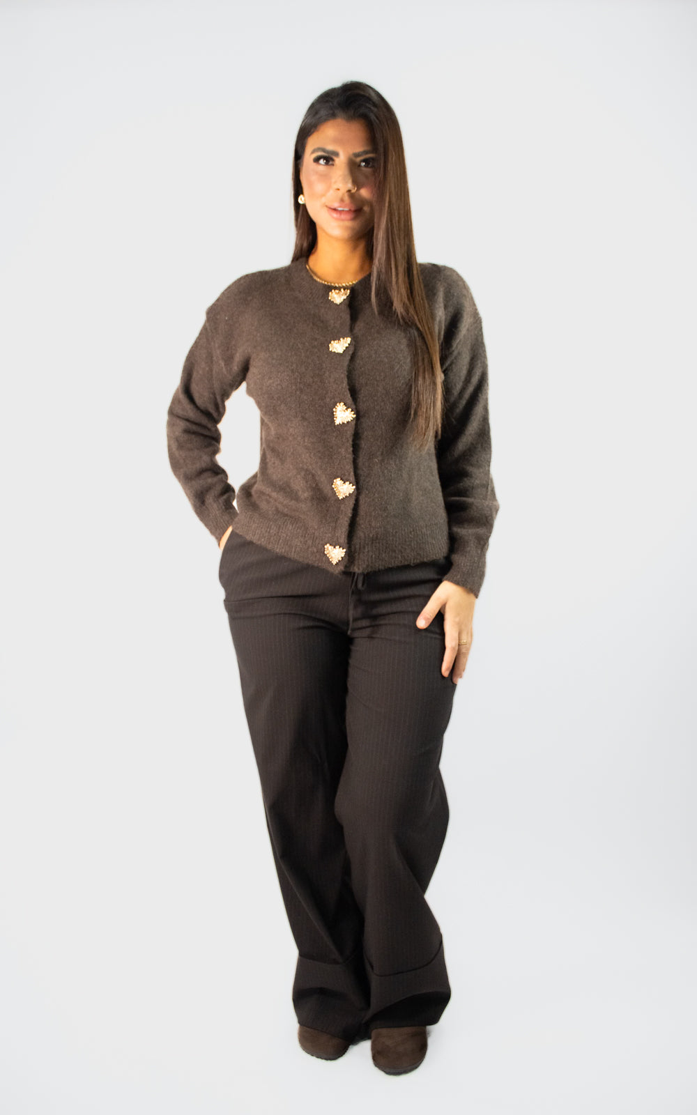 Gilet boutonné à détails cœurs